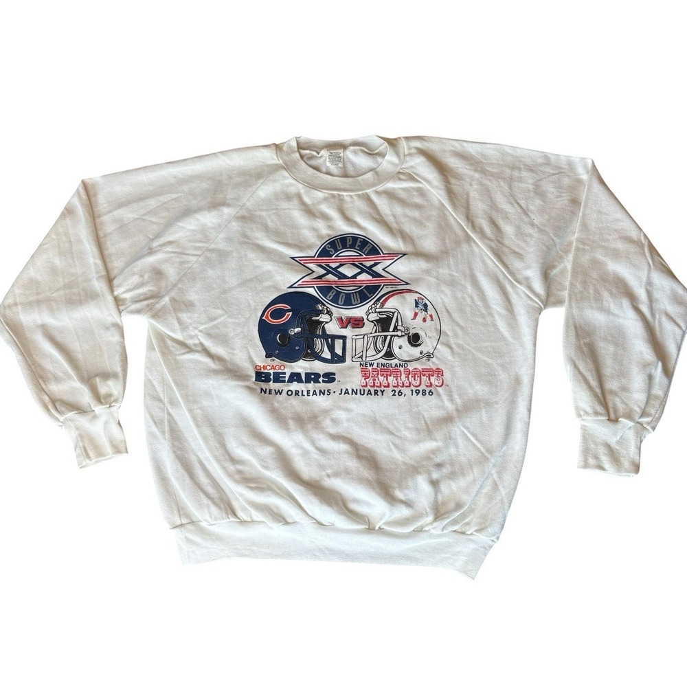 Vintage 1986 Super Bowl XX Chicago Bears vs Patriots Sweatshirt USA XL NFL